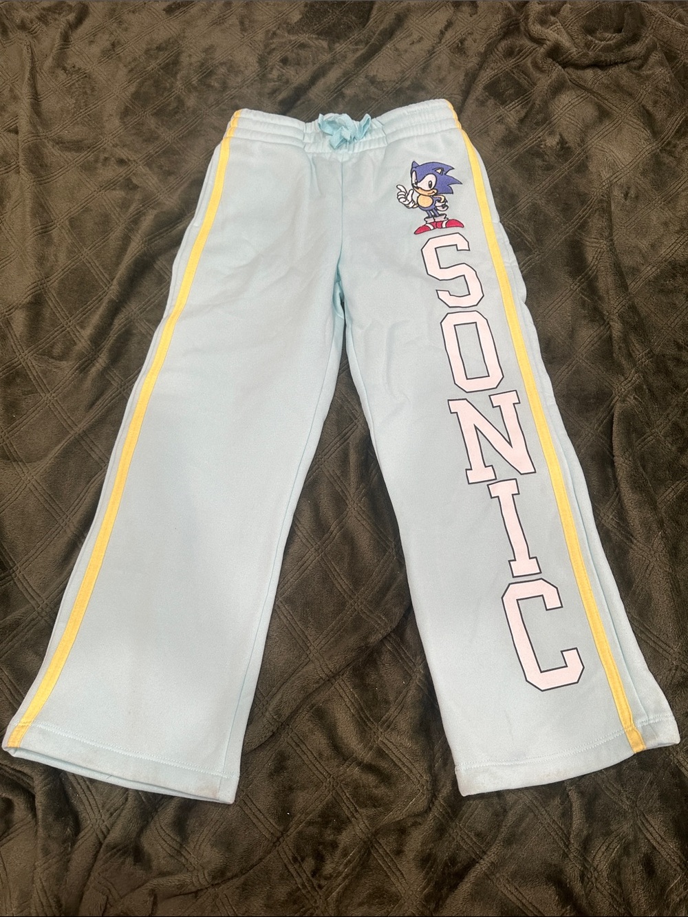 Sonic Light Blue Kids Joggers with Yellow Side Stripes